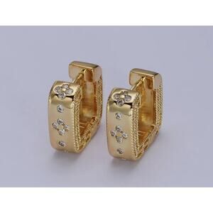 Aim Gold Floral CZ Huggie Earrings